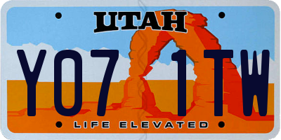 UT license plate Y071TW