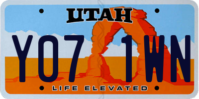 UT license plate Y071WN