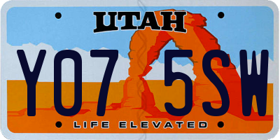 UT license plate Y075SW