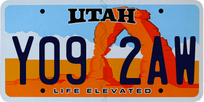 UT license plate Y092AW