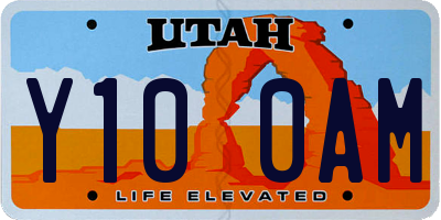 UT license plate Y100AM