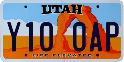 UT license plate Y100AP