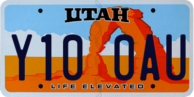 UT license plate Y100AU