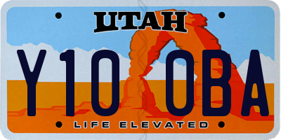 UT license plate Y100BA