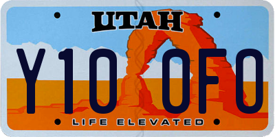 UT license plate Y100FO