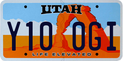 UT license plate Y100GI