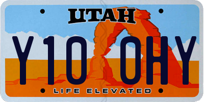 UT license plate Y100HY