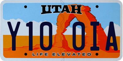 UT license plate Y100IA