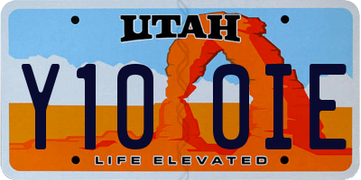 UT license plate Y100IE