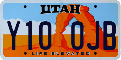 UT license plate Y100JB