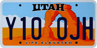 UT license plate Y100JH
