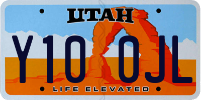 UT license plate Y100JL