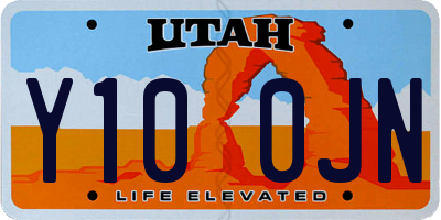 UT license plate Y100JN