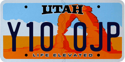UT license plate Y100JP