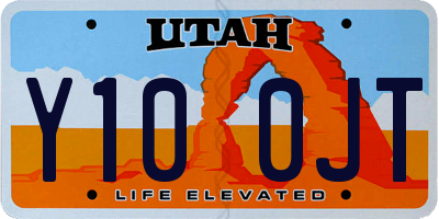 UT license plate Y100JT