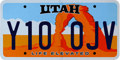UT license plate Y100JV
