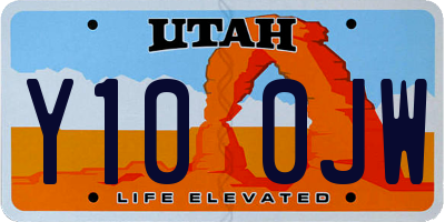 UT license plate Y100JW
