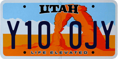 UT license plate Y100JY