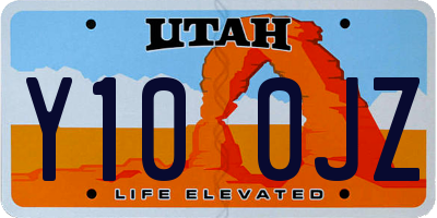 UT license plate Y100JZ