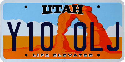 UT license plate Y100LJ