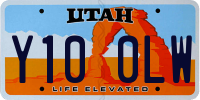 UT license plate Y100LW