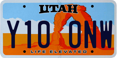UT license plate Y100NW
