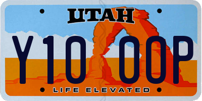 UT license plate Y100OP