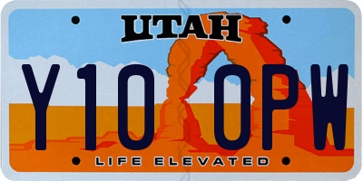 UT license plate Y100PW
