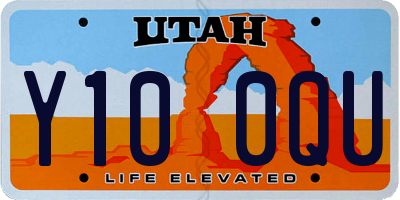 UT license plate Y100QU