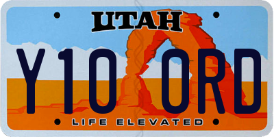 UT license plate Y100RD