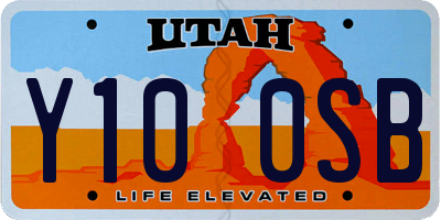 UT license plate Y100SB
