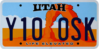 UT license plate Y100SK