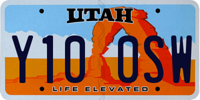 UT license plate Y100SW
