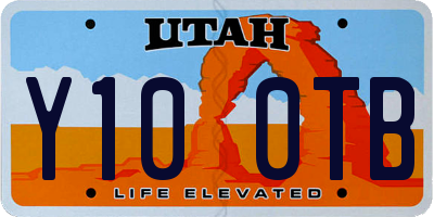 UT license plate Y100TB