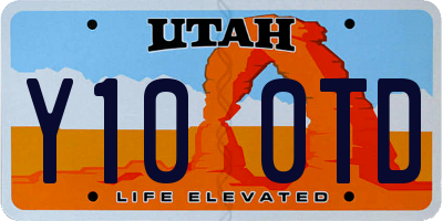 UT license plate Y100TD