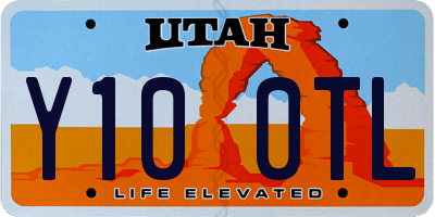 UT license plate Y100TL