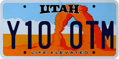 UT license plate Y100TM