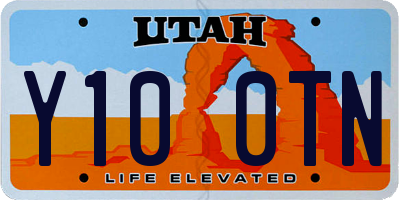 UT license plate Y100TN