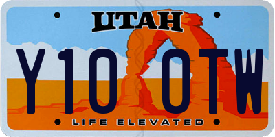 UT license plate Y100TW