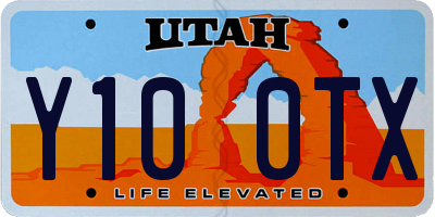 UT license plate Y100TX
