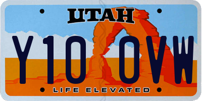 UT license plate Y100VW