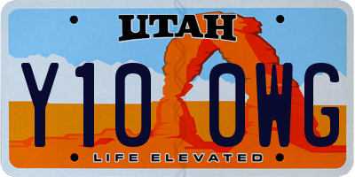 UT license plate Y100WG