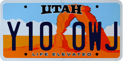 UT license plate Y100WJ