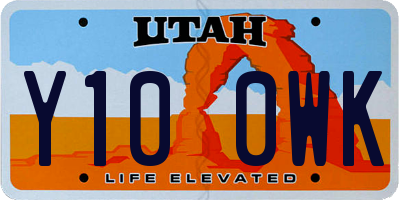 UT license plate Y100WK