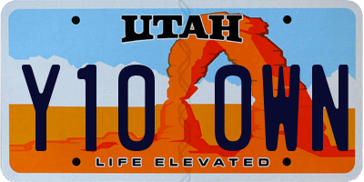 UT license plate Y100WN