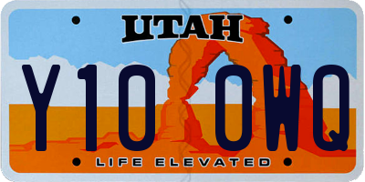 UT license plate Y100WQ