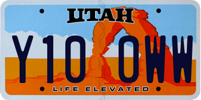 UT license plate Y100WW