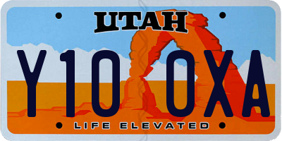 UT license plate Y100XA