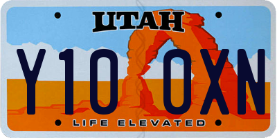 UT license plate Y100XN