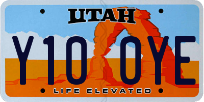 UT license plate Y100YE
